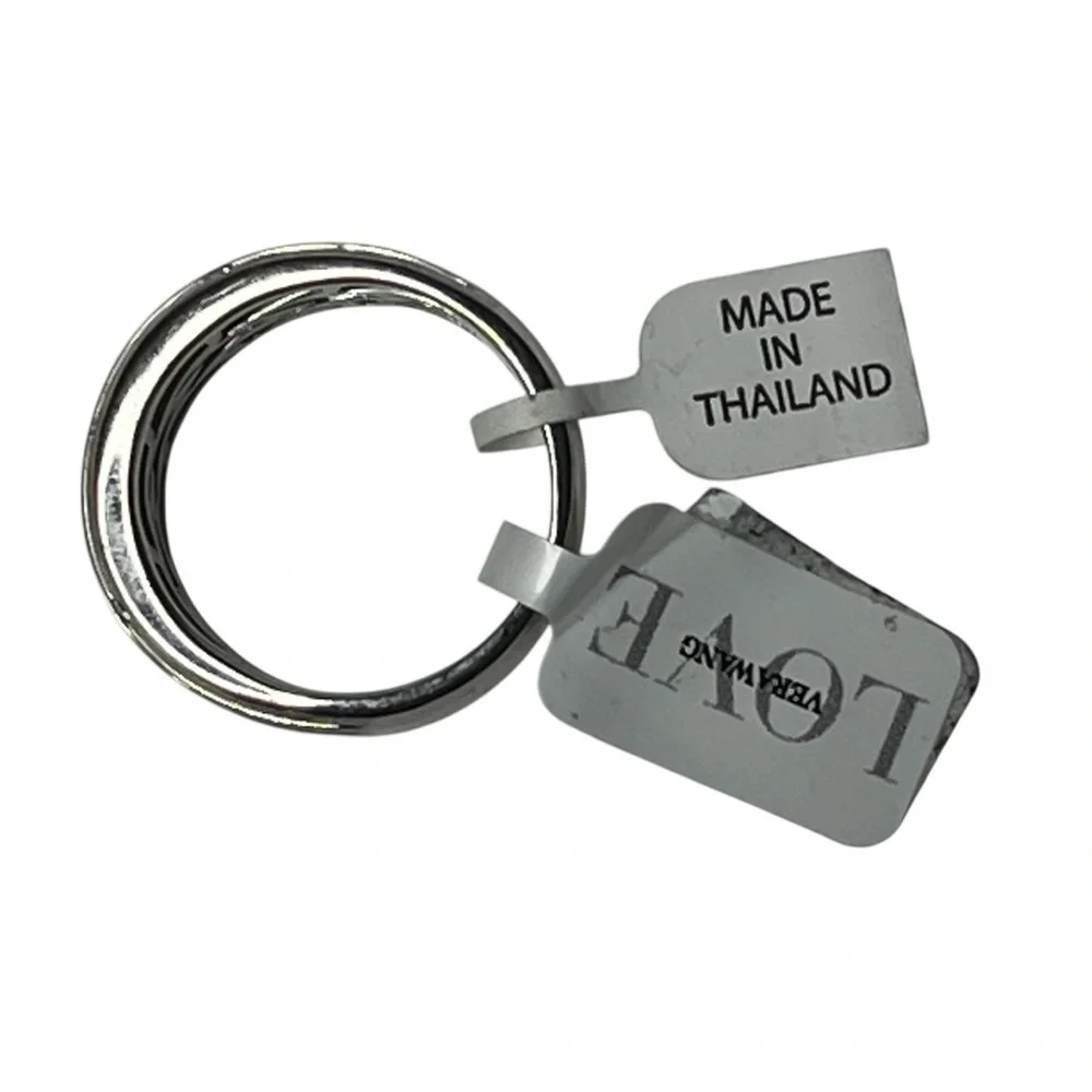 Vera Wang Men's 1/20 CT. T.W. Diamond Four Stone Wedding Band in 14K White Gold - Picture 6 of 14